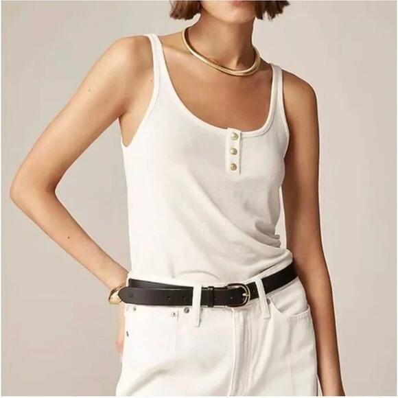 J. Crew Henley tank top in stretch linen blend NWT - Picture 1 of 7